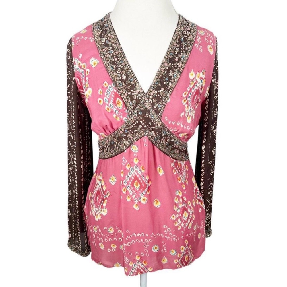 Silk chiffon beaded top Women's Top - Picture 2 of 6